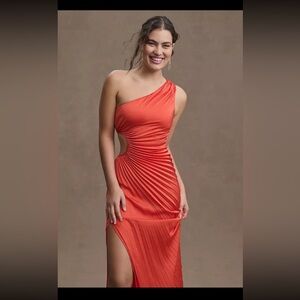 DELFI Collective | Solie One Shoulder Pleated Cutout Sheath Dress L